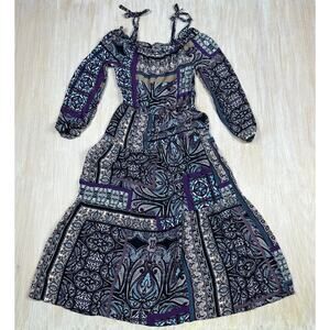 ASOS Patchwork Boho Romantic Cold Shoulder Cottagecore Whimsical Maxi Dress 2